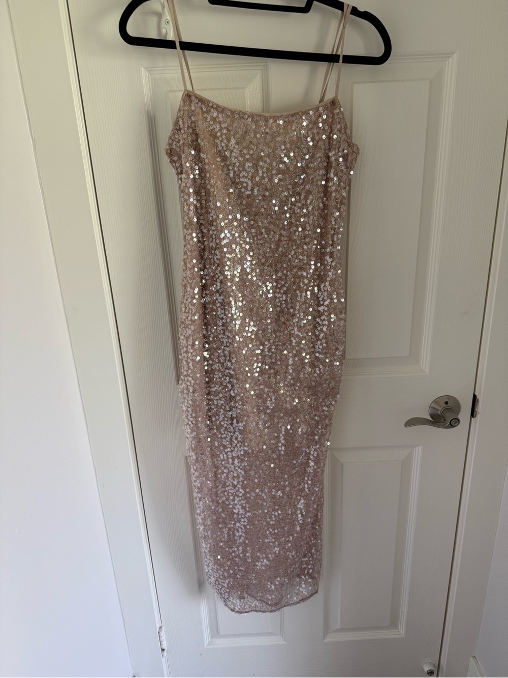 Astr Sequin Slip Dress in Nude Blush